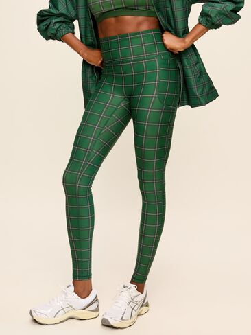 Old Navy Extra-High Waisted PowerSoft Boundless Full-Length Pocket Leggings - Green Plaid in Kuwait