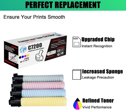 C7200 High Yield Replacement Toner Cartridge (with Chip) Compatible for Ricoh Toner Cartridge Work for Ricoh Pro C7200 C7210 Printers Combo Pack in Kuwait
