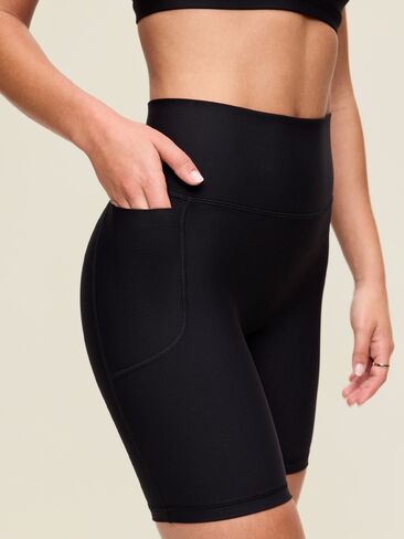Old Navy Extra-High Waisted PowerSoft Boundless Pocket Biker Shorts-- 8-inch inseam - No Front Seam - Black Jack in Kuwait