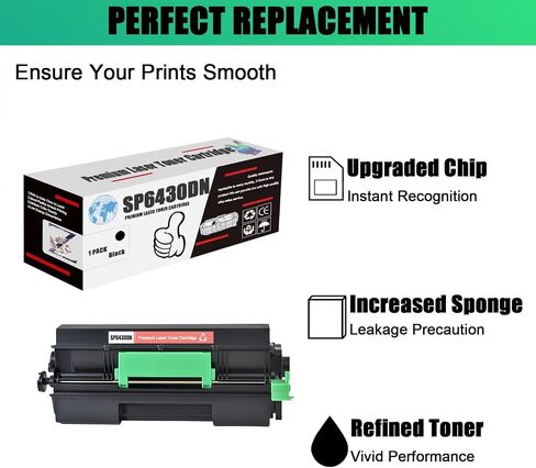 Replacement High Yield Toner Cartridge (with Chip) Compatible for Ricoh SP6430DN Toner Cartridge,Work for Ricoh SP6430 SP6430M SP6420 SP6420M Printers in Kuwait