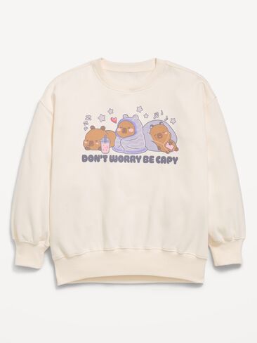 Old Navy CapyFun™ Oversized Graphic Tunic Sweatshirt for Girls - Lilac Ice in Kuwait