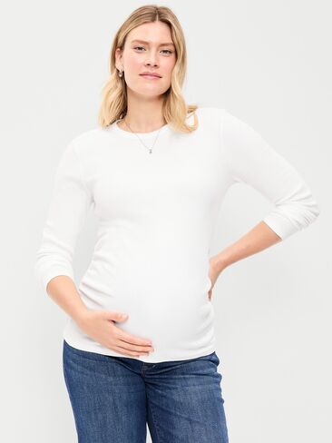Old Navy Maternity Snug Long-Sleeve T-Shirt - White Lilies in Kuwait