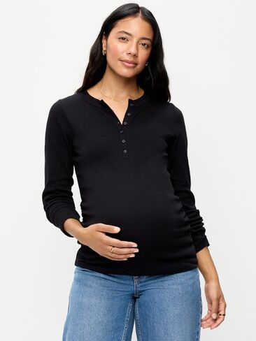 Old Navy Maternity Long-Sleeve Henley T-Shirt - Black Jack in Kuwait