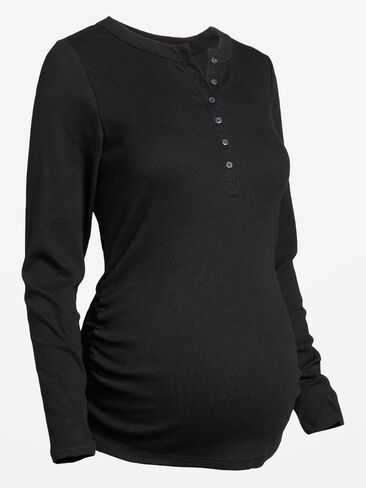 Old Navy Maternity Long-Sleeve Henley T-Shirt - Black Jack in Kuwait