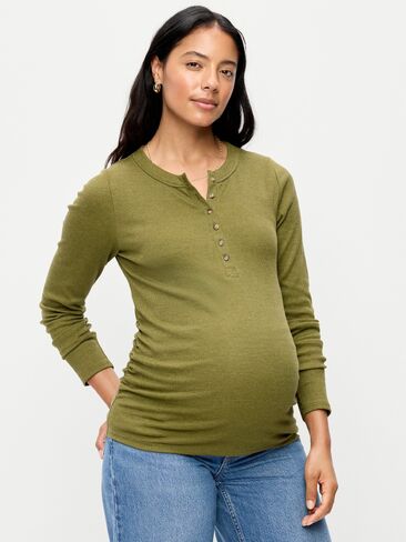 Old Navy Maternity Long-Sleeve Henley T-Shirt - Avocado Oil in Kuwait