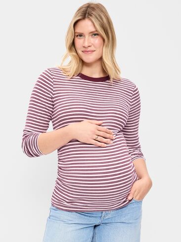 Old Navy Maternity Snug Long-Sleeve T-Shirt - Red Stripes in Kuwait
