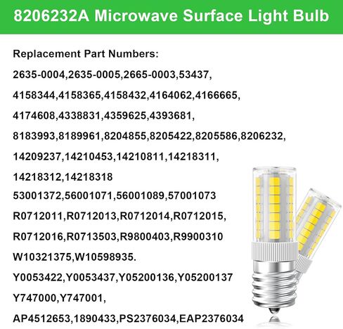 LED Microwave Light Bulbs Under Hood 40W Equivalent, E17 LED Bulb Dimmable for Range Hood, Refrigerator, 3W 360LM LED Appliance Light Bulb Over Stove, Natural White 4000K, 2-Pack in Kuwait