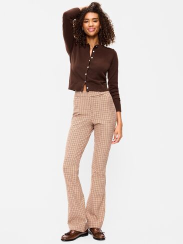 Old Navy High-Waisted Pixie Flare Pants - Brown Plaid in Kuwait