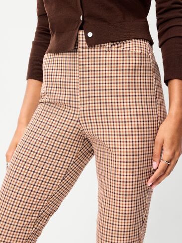 Old Navy High-Waisted Pixie Flare Pants - Brown Plaid in Kuwait