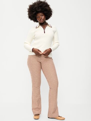 Old Navy High-Waisted Pixie Flare Pants - Brown Plaid in Kuwait