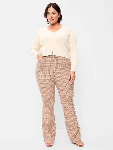 Old Navy High-Waisted Pixie Flare Pants - Brown Plaid in Kuwait
