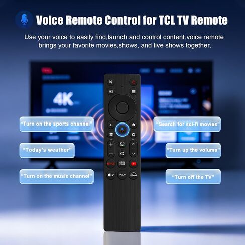 RC923A FMB1 Voice Remote Control Replacement for TCL Google TV Remote Control,Compatible with TCL QD-Mini LED 4K UHD 50/55/65/75/85 QM5K,QM6K,QM7K,G0401-000267 Google Smart TV Series in Kuwait