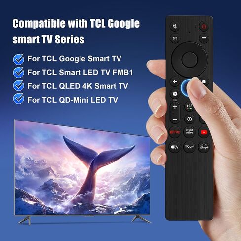 RC923A FMB1 Voice Remote Control Replacement for TCL Google TV Remote Control,Compatible with TCL QD-Mini LED 4K UHD 50/55/65/75/85 QM5K,QM6K,QM7K,G0401-000267 Google Smart TV Series in Kuwait