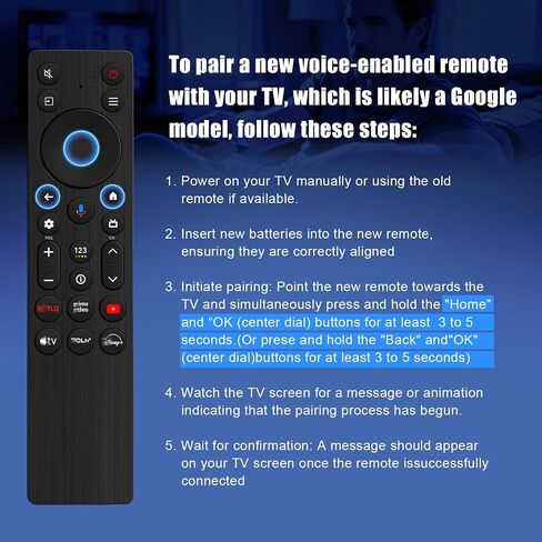 RC923A FMB1 Voice Remote Control Replacement for TCL Google TV Remote Control,Compatible with TCL QD-Mini LED 4K UHD 50/55/65/75/85 QM5K,QM6K,QM7K,G0401-000267 Google Smart TV Series in Kuwait