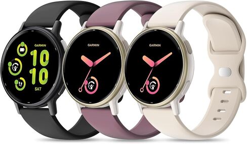 3 Pack Silicone Bands Compatible with Garmin Vivoactive 5 Watch Band/Vivoactive 6/3/3 Music, 20mm Soft Sport Strap Replacement for Venu Sq 2/Venu/Venu Sq & Forerunner 55/165/245/645 in Saudi Arabia