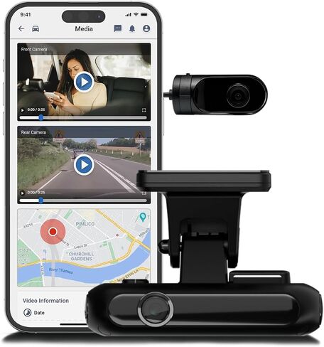 Rewire Security 4G Dual Vision Dashcam GPS Tracker with OBD II Power - Dual HD Cameras, Real-Time GPS Tracker for Vehicles, Cloud Storage - Interior & Road Recording - Easy Plug-and-Play Installation in Saudi Arabia