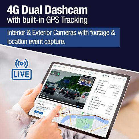 Rewire Security 4G Dual Vision Dashcam GPS Tracker with OBD II Power - Dual HD Cameras, Real-Time GPS Tracker for Vehicles, Cloud Storage - Interior & Road Recording - Easy Plug-and-Play Installation in Saudi Arabia
