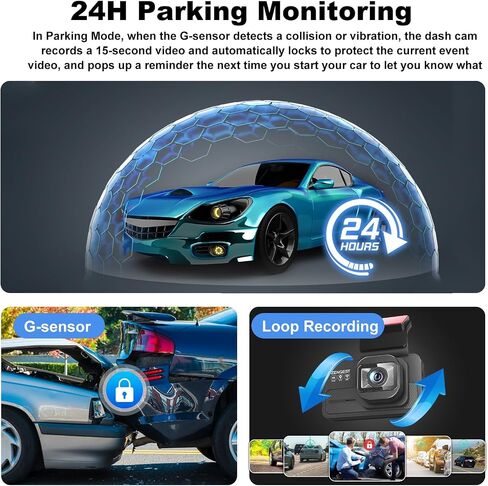 Dash Cam Front and Rear, 4K+1080P FHD Dual Camera with ADAS, GPS, 5G WiFi & App Control, 64GB Card Included, G-Sensor, Night Vision, Loop Recording, 170°Wide Angle, WDR, 24H Parking Mode in Kuwait