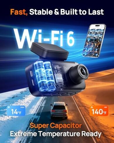 【70mai Dash Cam 4K A810 Lite + Hardware Kit UP05】70mai A810 Lite 4K Dash Cam Front and Rear, 5Ghz WiFi 6 DashCam, Car Camera with 4G LTE Remote Access, GPS Tracking, HDR Night Vision, 24H Parking Mode in Kuwait