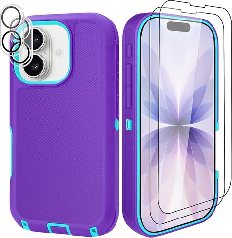 for iPhone 17 Pro Max Case (6.9"), with Belt Clip Holster and 2 Screen Protector+2 Camera Lens,Tough Durable,Military- Grade Shockproof Drop Protection,Heavy Duty Cover-BlackOrange in Kuwait