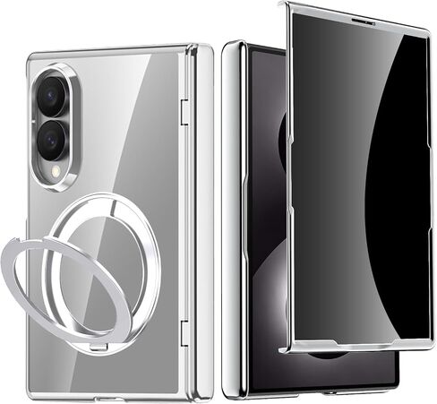 for Samsung Galaxy Z Fold 8 (Wide) Clear Case with Magnetic Ring Stand, [Compatible Magsafe] Built in Privacy Screen Protector Hinge Protection Full Coverage Case for Z Fold 8 Gold in Saudi Arabia