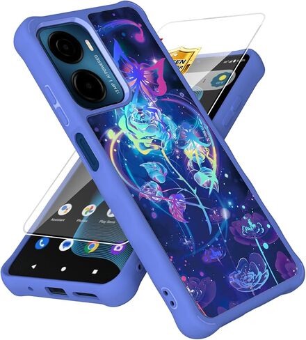 Case Compatible for TCL NxtPaper 70 Pro 5G Phone Case Cover [with Tempered Glass Screen Protector][Hard PC + Soft Silicone][Ring Support] [Colorful Reflect Light] IMDL-LMG in Saudi Arabia