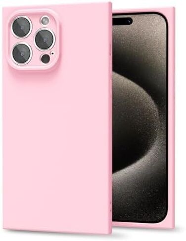 oakxco for iPhone 17 Pro Max Case Silicone Rectangle Edge Corner, Y2k Soft Rubber Gel Cute Phone Case for Women, Girly Aesthetic Trendy Unique Design with Camera Cover, Neon Hot Pink in Kuwait