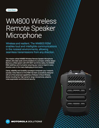 OEM Motorola PMMN4158C WM800 Wireless RSM Speaker Mic - APX Models ONLY in Kuwait
