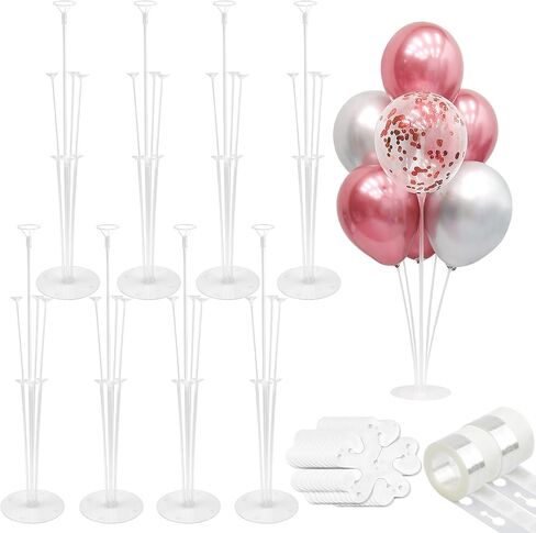 Balloon Stand kit 8 Sets 22 Pcs Balloon Stands for Table Decorations for Party Balloon Centerpieces for Tables Happy Birthday Table Decorations Balloon Holders for Table Tape Strip Glue Point Clips in Kuwait