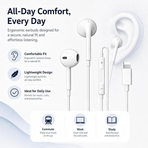 Type-C in-Ear Wired Headphones with Inline Remote and Noise-Reducing Mic for Calls Gaming and Control Music& Volume Control On Most USB-C Devices in Kuwait