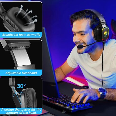 Wired Gaming Headset for PS5 PS4 Xbox Series X|S PC Switch, 50mm Drivers in Kuwait