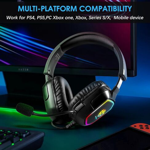 Wired Gaming Headset for PS5 PS4 Xbox Series X|S PC Switch, 50mm Drivers in Kuwait