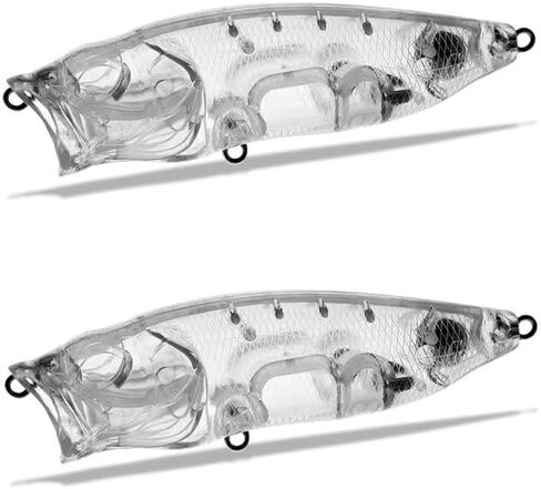 10-pcs 3.15in 0.45oz DIY Unpainted Popper Blank - Topwater Rattling Fishing Lure, Artificial Bait for Tackle ﻿ in Kuwait