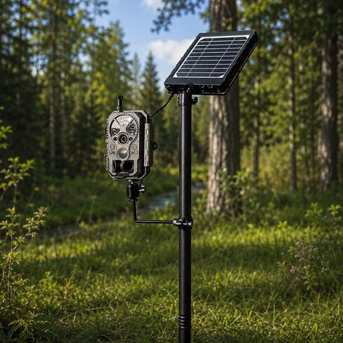 2 Pack Heavy Duty Trail Camera Mount with Tripod Ground Stake | Includes Height-Adjustable Side Mount for Dual Camera or Solar Panel Setup | Max Height 57" | Universal 1/4"-20 Screw in Kuwait