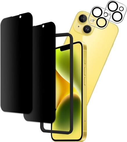 Privacy Screen Protector For iPhone 14 Anti Spy Private Tempered Glass Film 2-Pack Camera Lens Protector Film 2-Pack Easy Alignment Tool in Kuwait