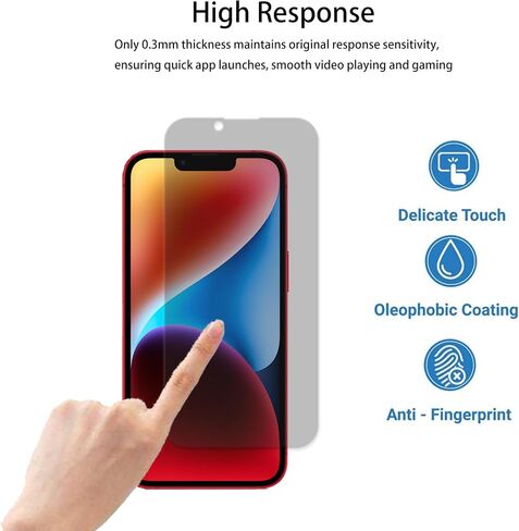 Privacy Screen Protector For iPhone 14 Anti Spy Private Tempered Glass Film 2-Pack Camera Lens Protector Film 2-Pack Easy Alignment Tool in Kuwait