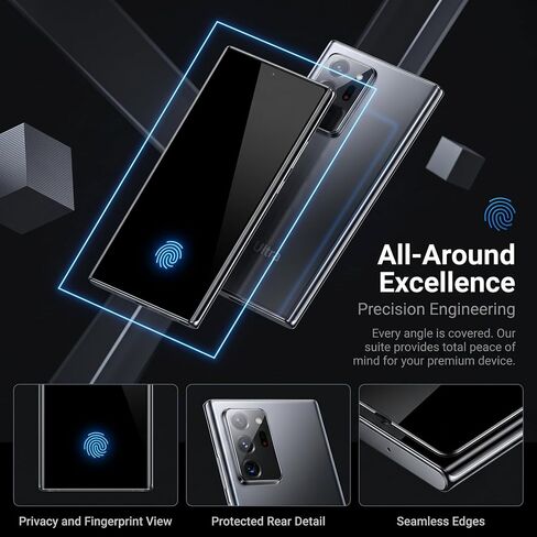 For Samsung Galaxy Note 20 Ultra Privacy Screen Protector 2+2 Pack, Anti Spy Tempered Glass 9H Hardness with 2 Pack Camera Lens Protector, Private Guard Bubble Free Case Friendly for Note 20 Ultra in Kuwait