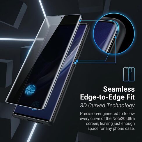 For Samsung Galaxy Note 20 Ultra Privacy Screen Protector 2+2 Pack, Anti Spy Tempered Glass 9H Hardness with 2 Pack Camera Lens Protector, Private Guard Bubble Free Case Friendly for Note 20 Ultra in Kuwait