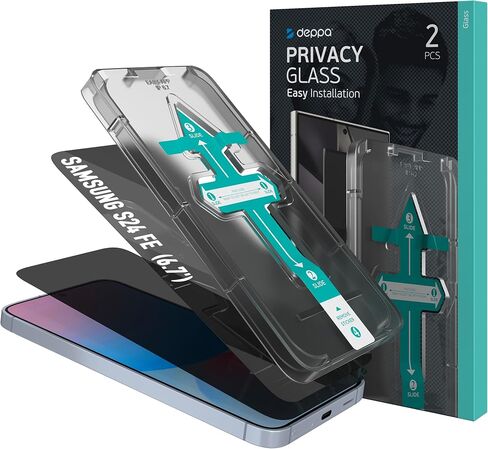 Deppa [2 Pack Privacy Screen Protector for Samsung Galaxy S24 FE (6.7') Tempered Glass | Fingerprint Unlock | Full Coverage | Case Compatible | with Bubble Free Easy Install Kit [Video Guide] in Kuwait