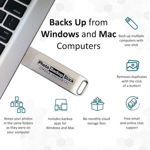 Photo Backup Stick Omega Universal Picture and Video Backup for Any Device - iPhone, Android, Computer, Tablets (128GB) in Kuwait