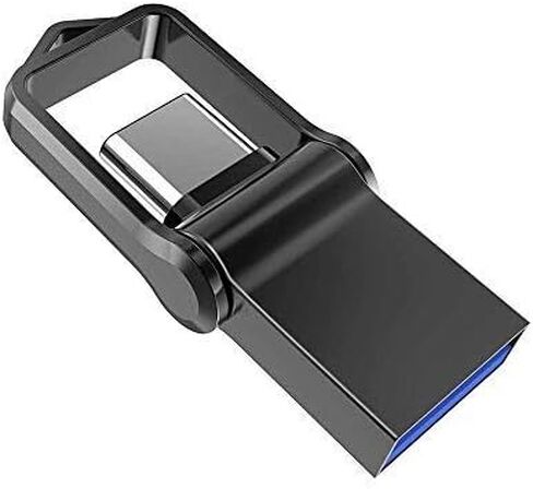 Type C Flash Drive 32GB Thumb Drive, KALSAN 32GB 2 in 1 OTG Type C+ USB 3.0 Dua Flashl Drive Waterproof Memory Stick with Keychain Metal-Black in Kuwait