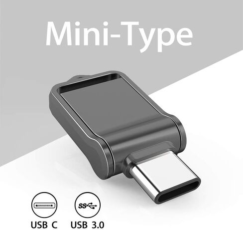 Type C OTG USB Flash Drive 64GB, KALSAN 64GB USB 3.0+Type C 2 in 1 OTG Dual WaterproofUSB Memory Stick with Keychain Metal-Black in Kuwait