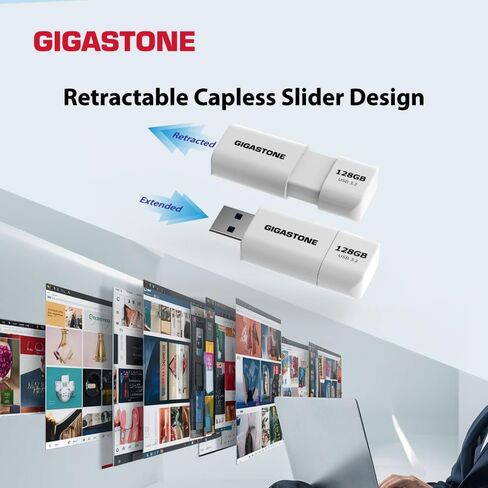 GIGASTONE 512GB Flash Drive (2 Pack) Z60 USB 3.2 Gen 1, 120MB/s Ultra Fast, Retractable Capless Slider Design, Data Storage, Backup for PC/Mac/TV/Car Audio, USB 2.0/3.0/3.1 Compatible in Kuwait