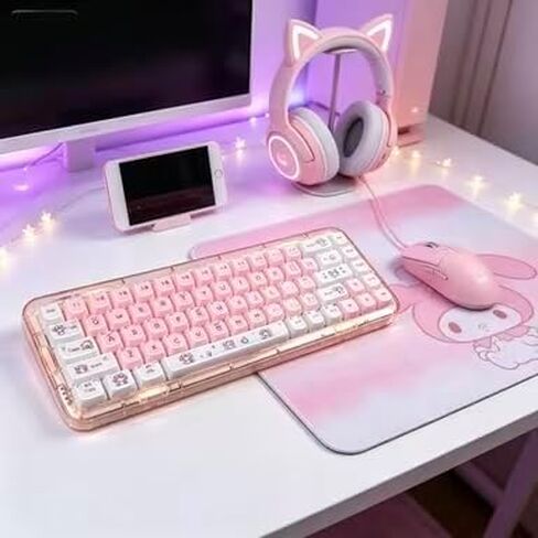 119keys PC Material UV Coated Cute Cat Mao Profile Keycaps Set in Saudi Arabia