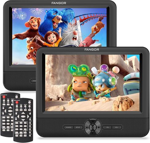 Car DVD Player Dual Screen, FANGOR 7.5 Inch DVD Player for Car Play The Same or Two Different Movies with Headrest Straps, Support Last Memory, AV Out/in, USB/SD Card, All Regions in Kuwait