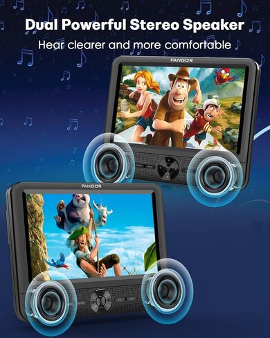 Car DVD Player Dual Screen, FANGOR 7.5 Inch DVD Player for Car Play The Same or Two Different Movies with Headrest Straps, Support Last Memory, AV Out/in, USB/SD Card, All Regions in Kuwait