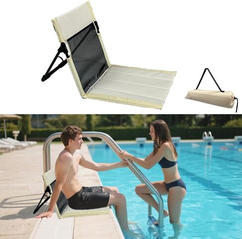Portable Poolside Chair with Mesh Backrest, Includes Carry Bag (Green) in Saudi Arabia