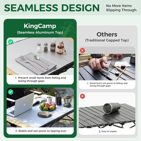 KingCamp 53.5" Bamboo Aluminum Camping Table, 265 LBS Roll-Up Table in Kuwait