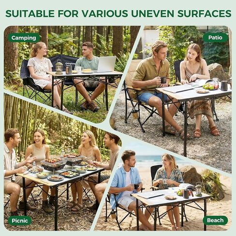 KingCamp 53.5" Bamboo Aluminum Camping Table, 265 LBS Roll-Up Table in Kuwait