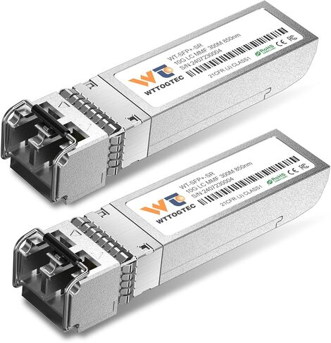 10GBase-SR SFP+ LC Transceiver, 10G 850nm Multimode SFP Module, Up to 300 Meters, for Cisco SFP-10G-SR, Meraki MA-SFP-10GB-SR, Ubiquiti UniFi UF-MM-10G, Fortinet, TP-Link, and More in Saudi Arabia